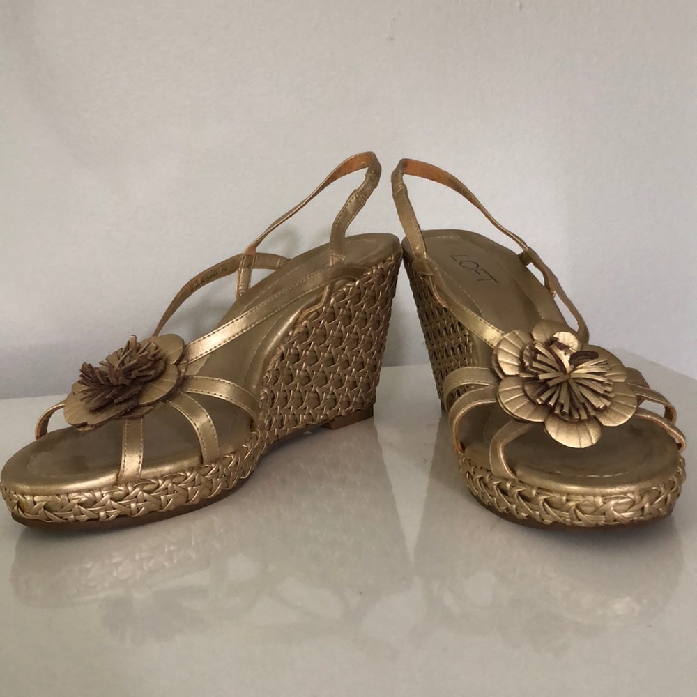 Loft Gold Wedge Sandals Gem